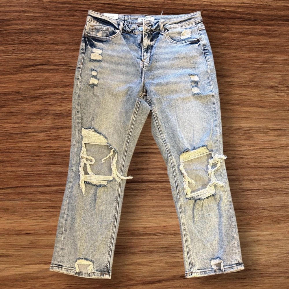 Lovervet acid washed straight leg cropped jeans 14W NWTs